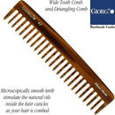 Giorgio G47 Large 6 Inch Hair Detangling Comb, Wide Teeth for Thick Curly Wavy Hair. Long Hair Detangler Comb For Wet and Dry. Handmade of Quality Cellulose, Saw-Cut, Hand Polished, Tortoise Shell GIORGIO