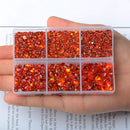 AD Beads 4300 Pieces Flat Back Nail Art Rhinestones Round Beads 6 Sizes (2-6.5mm) with Storage Organizer Box,Rhinestones Picking Pen for Nail Art Phone Decorations Crafts DIY (Orange) AD Beads