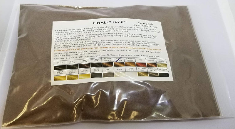 Finally Hair Hair Building Fibers Refill Bag, Light Medium Brown - our lightest brown shade, 56 Grams, Premium Hair Loss Concealer in a Refill Bag