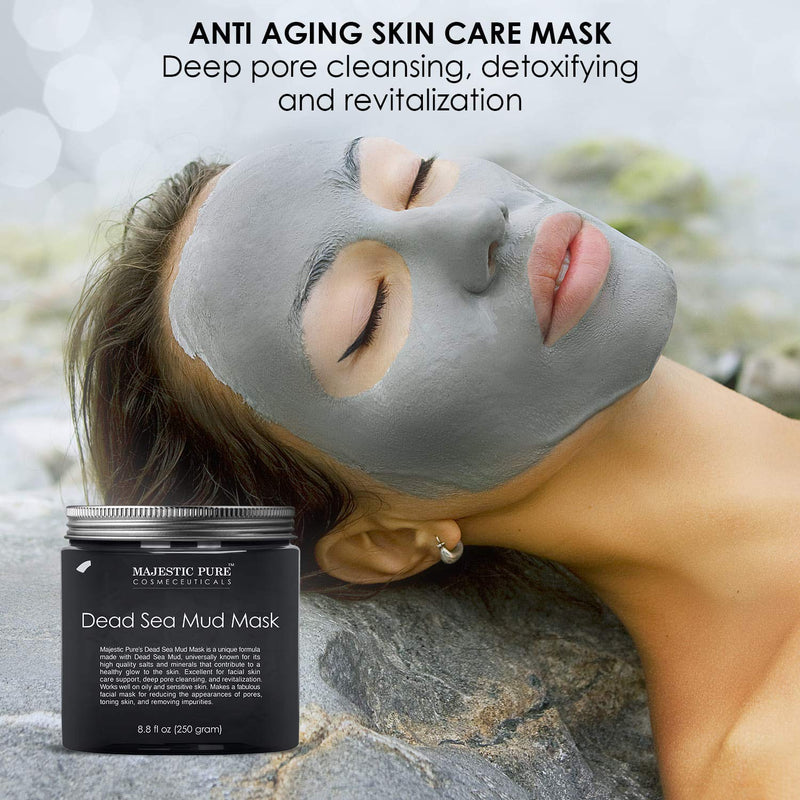 Majestic Pure Dead Sea Mud Mask and Dead Sea Mud Mask with Tea Tree Oil Bundle - Face and Skin Care Package MAJESTIC PURE