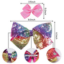 PANTIDE 8Pcs JOJO Bow Hair Clips- 8 Inch Large Sparkly Glitter Sequin Hair Bows and 5 Inch Rainbow Unicorn Grosgrain Ribbon Hair Bows, Alligator Hair Clips Hair Barrettes Accessories with Gift Bag PANTIDE Store