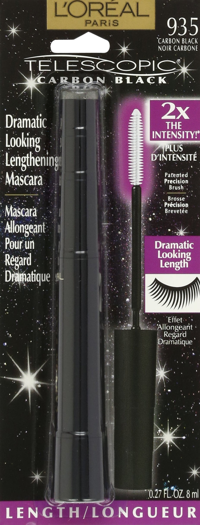 L'Oreal Paris Makeup Telescopic Original Lengthening Mascara, Carbon Black, 0.27 Fl Oz (Pack of 1) L'Oreal Paris