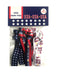 8 Piece Red White and Blue Patriotic Hair Elastic Set - Hair Accessories- USA Hair Ties Gift, American Flag Accessory, Stars & Stripes, 4th of July- Independence Day - Land of the Free - Made in USA Sportigift