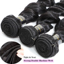 Peruvian Loose Deep Wave Bundles with Closure, 9A Virgin Hair Long Loose Deep Hair 3 Bundles with 4x4 Top French Lace Closure with Baby Hair (22/24/26+20 Inch, 3 Bundles+Free Part Closure) DONG H hair