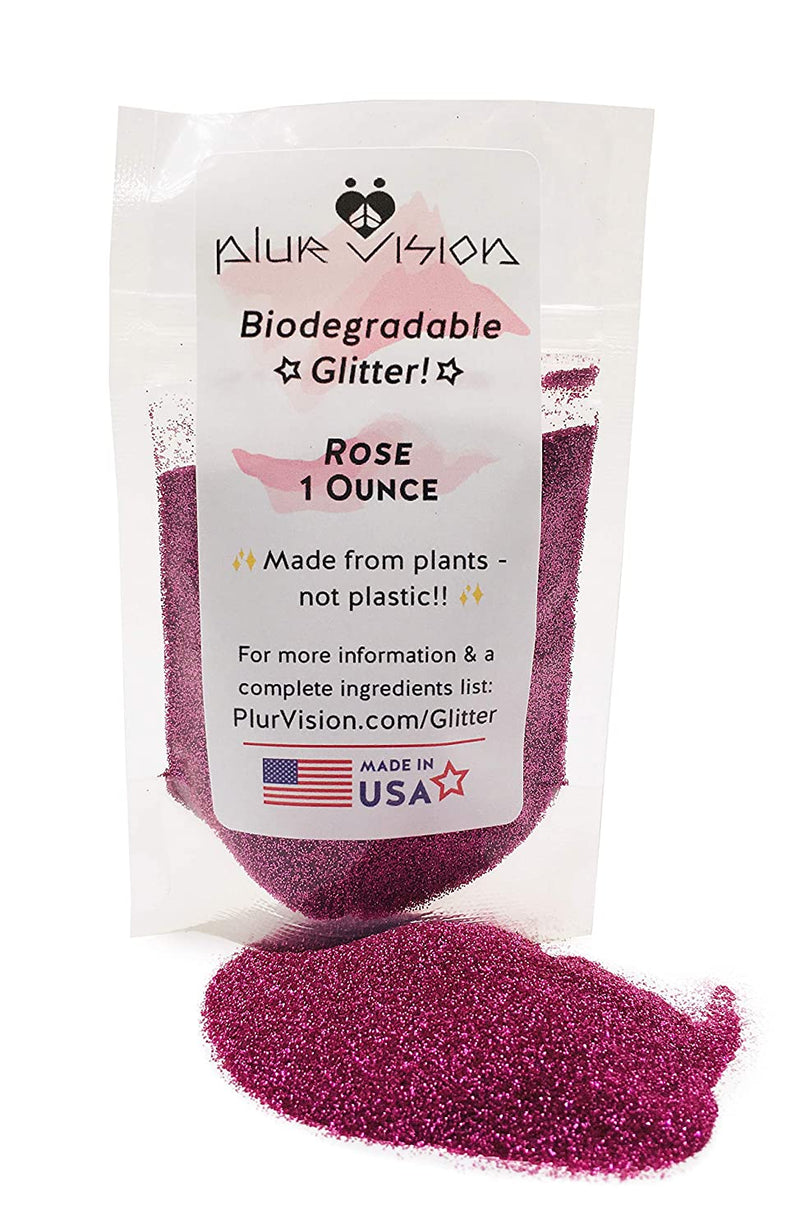 Biodegradable Glitter Made from Plant Cellulose, Earth Friendly. Perfect for Body, Cosmetics, Crafts, DIY Projects. Can be Mixed with Lotions, Gels, Oils, Face Paint (1 Ounce, Rose) Alternative Imagination Store