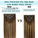 GOO GOO Human Hair Extensions Seamless Clip in Hair Extensions 20 Inch Ombre Chocolate Brown to Caramel Blonde 150g 7pcs Thick Remy Hair Extensions Full Head Natural Real Hair GOO GOO Store