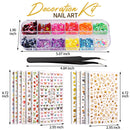 12 Sheets Nail Art Sticker 3D Self-Adhesive, Teenitor Nail Art Decoration with 5 Boxes Holographic Nail Art Glitter Flakes Butterfly Heart Star Maple Leaf Nail Sequins and Nail Art Flower Slices Teenitor