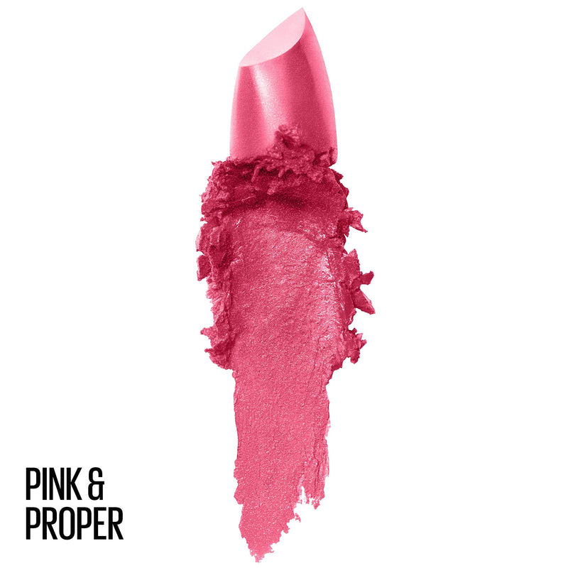 Maybelline Color Sensational Lipstick, Lip Makeup, Cream Finish, Hydrating Lipstick, Nude, Pink, Red, Plum Lip Color, Pink and Proper, 0.15 oz; (Packaging May Vary) Maybelline New York