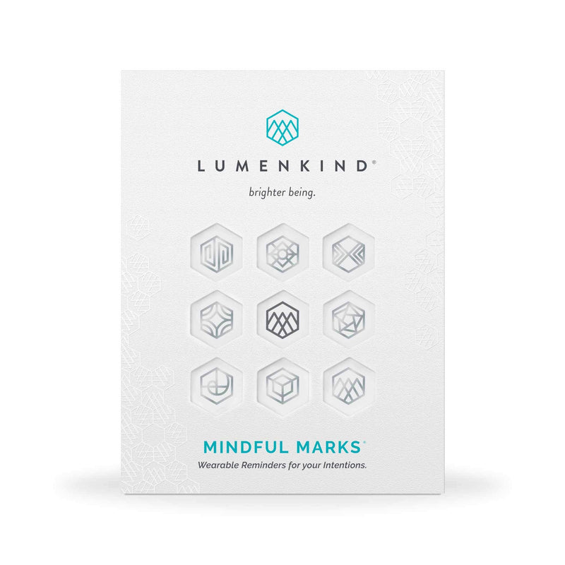LumenKind, Mindful Marks (Platinum) 31 Tiny Temp Tattoo Mindfulness Stickers - Wearable Reminders for your Intentions. Choose your Focus - Set your Intention - Renew your Commitment LUMENKIND