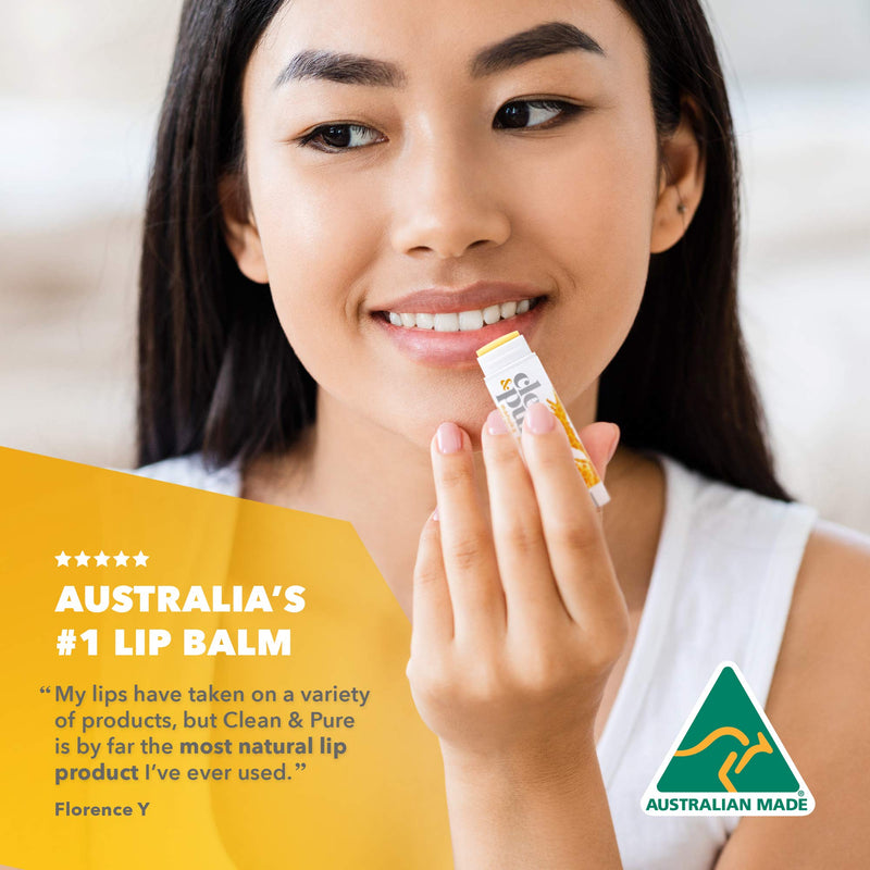 Clean & Pure Bee Sweet Lip Balms, 3 Pack | Manuka Honey Beauty Products | Lip Care Set With 100% All Natural Beeswax and Vitamin E Oil | Flavored Lip Balm for Dry, Chapped Lips | Made in Australia Clean & Pure