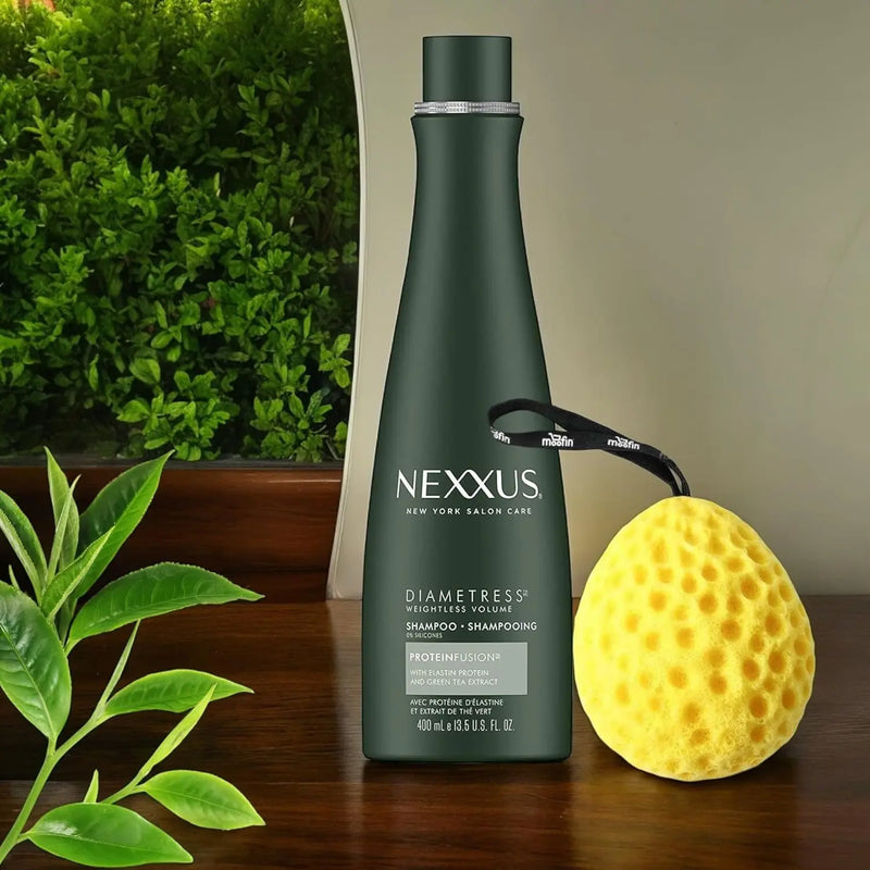 Nexxus Diametress Hair Volumizing Shampoo, Hair Thickener For Limp Locks, Lightweight Formula, Adds Body &, Strengthens & Nourishes With Bonus Bath Sponge (Pack of 4) Infinity Warehouse