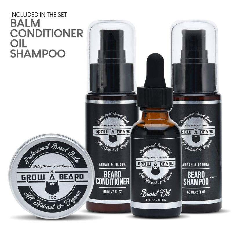 Beard Straightener Grooming Kit for Men, Beard Brush, Double Side Comb, Unscented Oil, All Natural Chanel Balm, Shampoo, Conditioner, Razor & Scissors, Perfect Gifts for Dad & Husband GROW ALPHA BEARD Store