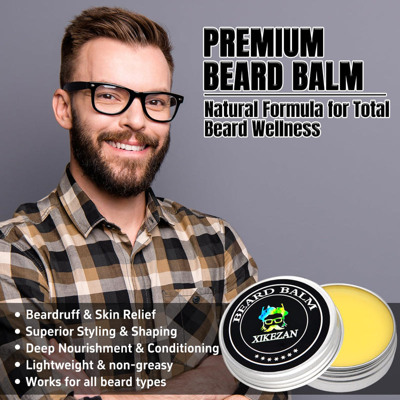 XIKEZAN Beard Kit for Men Grooming & Straightening Set w/Straightener | 2 Pack Oil | Balm | Comb | Scissor | Brush | Birthday Valentines Gifts | for Him Dad Men Boyfriend | Christmas Stocking Stuffers Infinity Warehouse