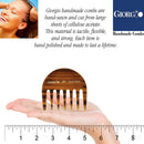 Giorgio G63 Small Travel Purse Hair Detangling Comb, Wide Teeth Pocket Comb for Thick Curly Wavy Hair. Hair Detangler Comb For Wet and Dry Everyday Care. Handmade of Cellulose, Saw-Cut Hand Polished GIORGIO