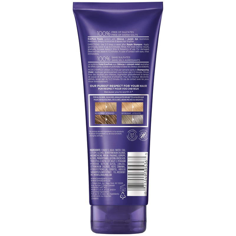 L'Oreal Paris EverPure Sulfate Free Brass Toning Purple Conditioner for Blonde, Bleached, Silver, or Brown Highlighted Hair, 6.8 Fl; Oz (Packaging May Vary) L'Oreal Paris