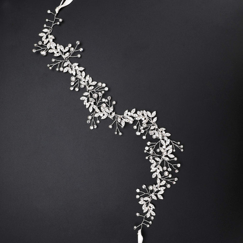 MA STRAP Handmade Crystal Rhinestones Headband Floral Headpiece Wedding Bridal Hair Accessories MA STRAP