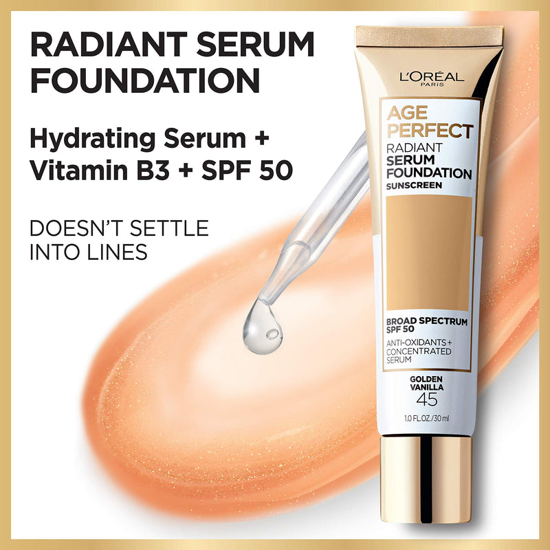 L'Oreal Paris Age Perfect Radiant Serum Foundation with SPF 50, Warm Beige, 1 Ounce L'Oreal Paris