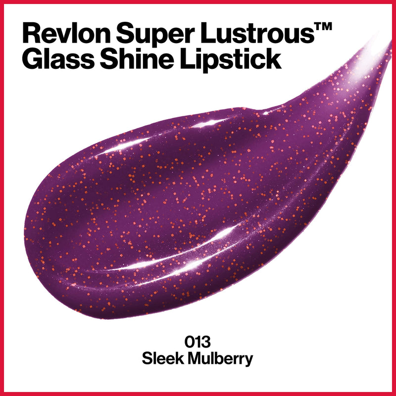 REVLON Super Lustrous Glass Shine Lipstick, Flawless Moisturizing Lip Color with Aloe, Hyaluronic Acid and Rose Quartz, Sleek Mulberry (013), 0.15 oz REVLON
