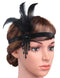 BABEYOND 1920s Flapper Headpiece Roaring 20s Great Gatsby Headband Black Feather Headband 1920s Flapper Gatsby Hair Accessories (Black) BABEYOND