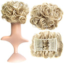 SWACC Short Messy Curly Dish Hair Bun Extension Easy Stretch hair Combs Clip in Ponytail Extension Scrunchie Chignon Tray Ponytail Hairpieces (Beige/Blonde Mixed-24T613