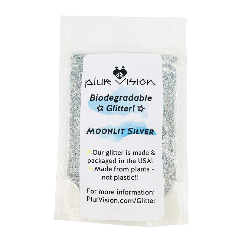 Moonlit Silver Biodegradable Glitter 1/4 Ounce - Made from Plant Cellulose, Earth Friendly. Perfect for Body, Cosmetics, Crafts, DIY Projects. Can be Mixed with Lotions, Gels, Oils, Face Paint Alternative Imagination