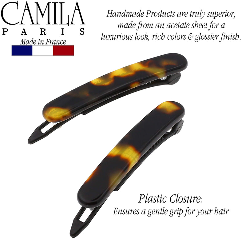 Camila Paris CP2250/2 French Hair Slides Clips for Women, Handmade, Girls Side Slide-in Barrette Clip, Hair Accessories for Women. Strong Hold No Slip Grip Fashion Durable and Styling, Made in France Camila