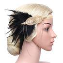 BABEYOND 1920s Flapper Headband Roaring 20s Great Gatsby Headpiece Beaded Black Feather Headband 1920s Flapper Gatsby Hair Accessories (Champagne) BABEYOND