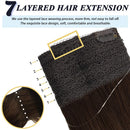 GOO GOO Human Hair Extensions Chocolate Brown,100g Halo Hair Extensions 20 Inch Straight Real Hair Extensions with Fish Line Invisible Wire Hidden Crown Hair Extensions Layered Hairpiece for Women GOO GOO Store