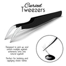 SIVOTE Lash Tweezers for Eyelash Extensions, Hand Calibrated Straight & Curved Tip, Pack of 2, Black SIVOTE