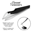 SIVOTE Lash Tweezers for Eyelash Extensions, Hand Calibrated Straight & Curved Tip, Pack of 2, Black SIVOTE