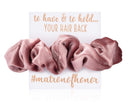 Velvet Bridesmaid Proposal Gift Scrunchies - To Have and To Hold Your Hair Back Foil Gift Cards (Matron of Honor, Blush/Mauve) Loco Llama