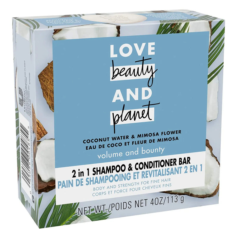 Love Beauty And Planet Volume and Bounty 2 in 1 Shampoo and Conditioner Bar for Thinning Hair Coconut Water & Mimosa Flower Body and Strength 4.0 oz Love Beauty And Planet Store