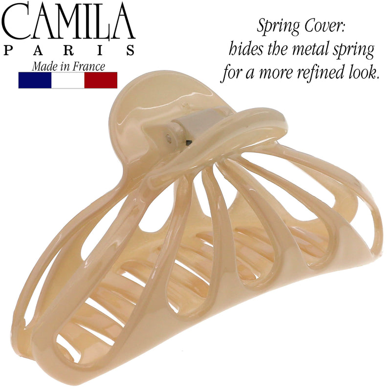Camila Paris CP3054 French Hair Clips for Women for Thick Volume Hair, Beige, Girls Hair Claw Clips Jaw Fashion Durable and Styling Hair Accessories for Women, Strong Hold No Slip Grip, Made in France Camila