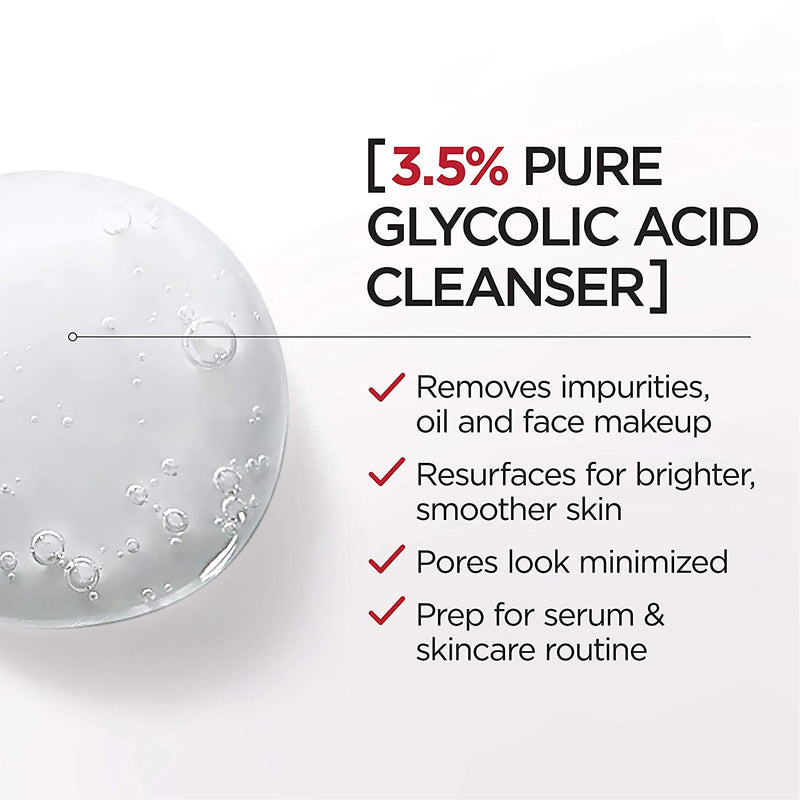 L'Oreal Paris Skincare Revitalift Derm Intensives Gel Cleanser with 3.5% Pure Glycolic Acid, Salicylic Acid to resurface and prep skin for serum, 6.7 fl oz L'Oreal Paris