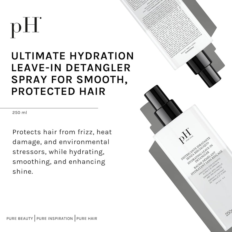 pH PURE HAIR Leave-In Detangler Spray – Curly Hair Detangler with Vanilla & Iris – Lightweight Curl Conditioner & Moisturizer for Shine, Frizz Control & Softness – Italian Luxury Hair Care - 8.45 Oz Infinity Warehouse