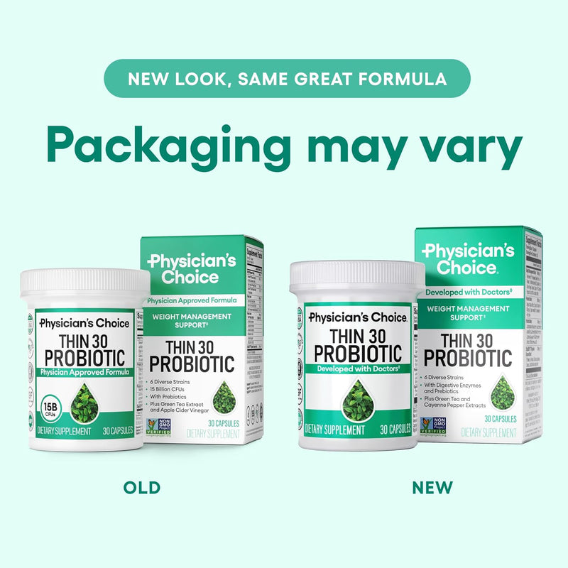 Physician's CHOICE Probiotics for Weight Management & Bloating - 6 Probiotic Strains - Prebiotics - Key ingredient Cayenne - Supports Gut Health - Weight Management for Women & Men - Green Tea - 30 CT Infinity Warehouse
