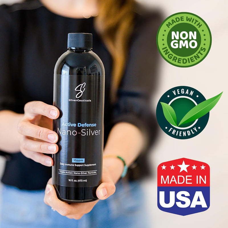 Colloidal Silver w/Nano Technology - 10ppm 16oz - 8X More Effective - Natural Immune Support - Save The Sick Days - Ages 5 & Up - Outperforms Higher PPM Silvers - No Taste & Smell - 3rd Party Tested Infinity Warehouse