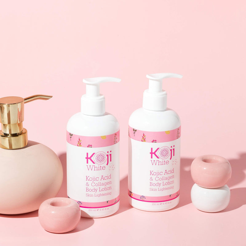 Koji White Kojic Acid & Collagen Body Lotion Skin Brightening - Women Gift Set (2 Pack) - for Moisturizer & Radiant Complexion, Uneven Skin Tone - 8.45 Fl Oz Bottle Koji White