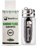 Boonboo Dental Floss | 100FT Bamboo Fiber & Mint Flavor | Glass Bottle & Cutting Lid | Biodegradable & Sustainable | Plastic- Free Synergy Products