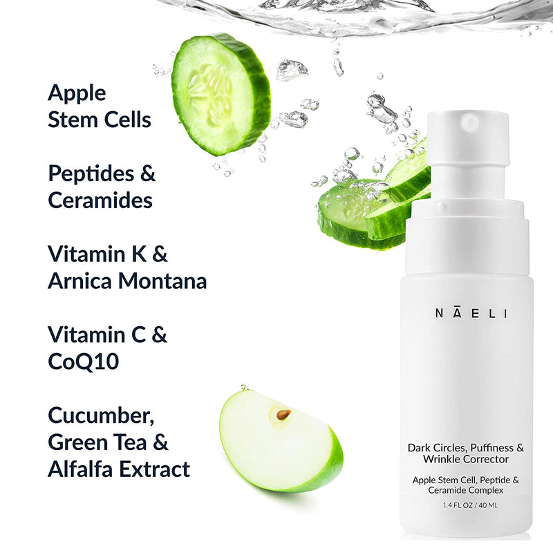 Eye Cream for Dark Circles, Puffiness & Wrinkles with Anti Aging Apple Stem Cell & Peptide Complex - Reduces Fine Lines, Diminishes Bags & Restores Under Eye, 1.4 oz. NAELI Store