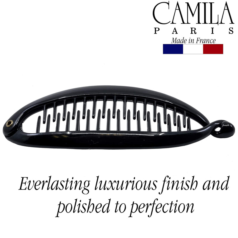 Camila Paris NV137 4.5 inch French Banana Clip Hair Comb Classic Girls Updo Flexible Ponytail Holder Interlocking Banana Combs, Fashion Durable Styling Hair Accessories for Women, Made in France Camila