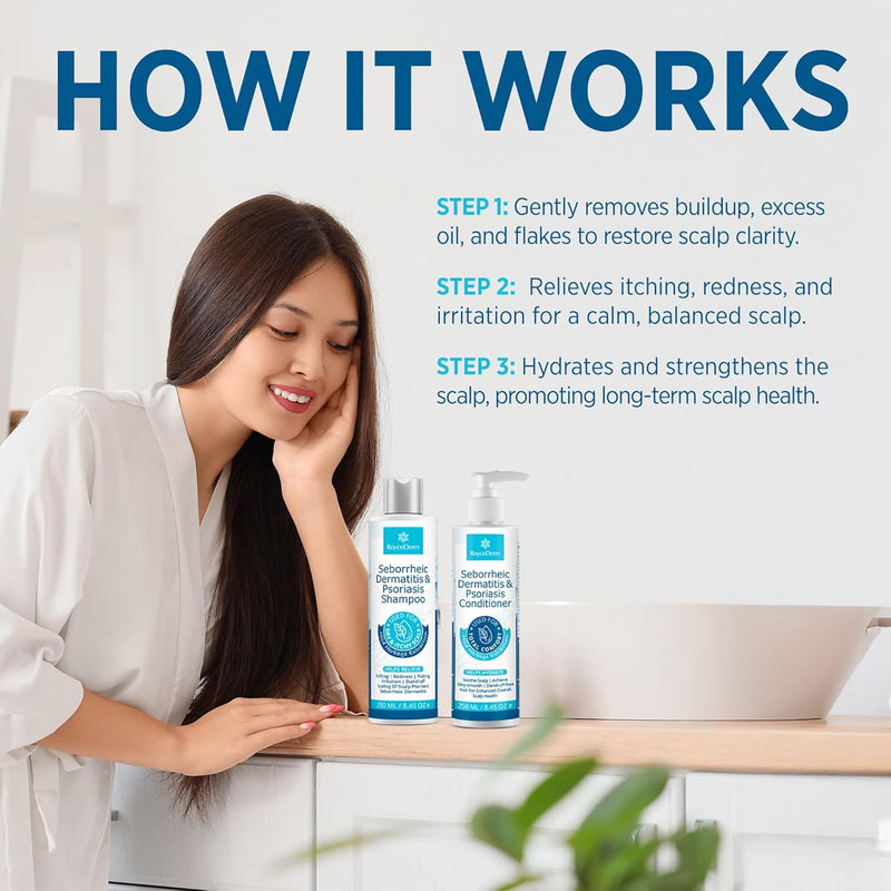 Seborrheic Dermatitis & Psoriasis Cream, Shampoo and Conditioner Set - Scalp Therapy System for Folliculitis, Psoriasis, Dandruff, Dry Scalp - Scalp Treatment to Relieve Itching, Flaking, Irritation Infinity Warehouse
