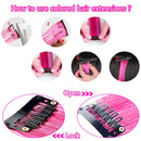 MEckily 22 inch Colored Hair Extensions Party Highlights, Straight Hairpiece Clip in Synthetic Hair Extensions for Kids Girls(10 Pcs Pink) MEckily