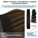 GOO GOO Human Hair Extensions Halo Hair Balayage Dark Brown to Chestnut Brown Straight 20 Inch 110g Natural Real Hair Extensions Hidden Crown Wire Extensions Invisible Hairpiece Transparent Fish Line GOO GOO Store