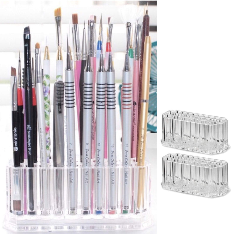 byAlegory (Set of 2) Acrylic Makeup Finger Nail Art Tool Organizer 26 Spaces For Storing Beauty Nail Art Kit Tools - Clear BY ALEGORY