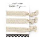 Bachelorette Hair Ties Set No Crease Ribbon Elastics Ouchless Ponytail Holders Hair Bands for Bachelorette Gift Bridesmaid Gift Bride Showers (6 Pack, Glitter Ivory) Mebel Lola