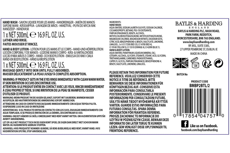Baylis & Harding Men's Black Pepper and Ginseng Hand Wash & Hand Lotion Gift Set Baylis & Harding