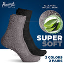 Moisturizing Spa Socks Aloe Infused | 2-Pair | Fuzzy Non Skid Gel Sleeping Socks Pembrook