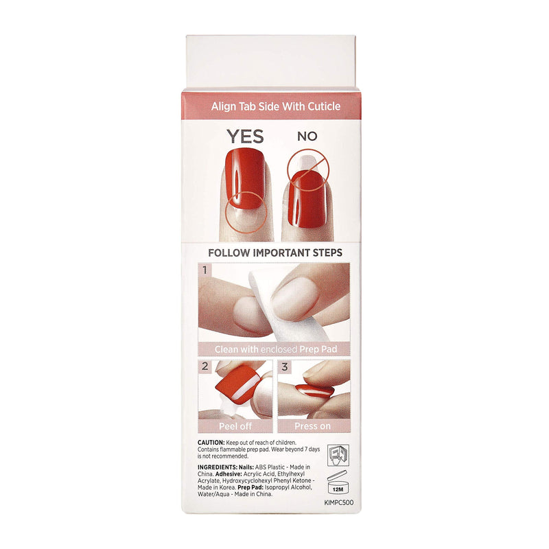 KISS imPRESS Press-On Manicure, Nail Kit, PureFit Technology, Short Press-On Nails, Square, Knock Out, Includes Prep Pad, Mini File, Cuticle Stick, and 30 Fake Nails KISS