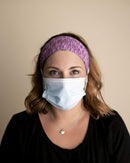 Savior Band headbands with buttons for mask for nurses, going out to the gym, grocery store or other places to protect your ears (Purple) Three Little Tots